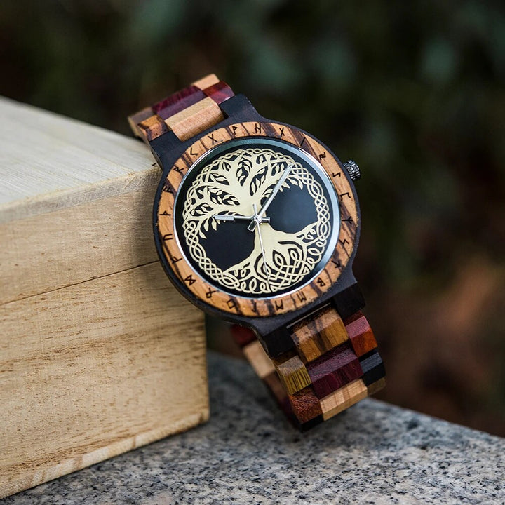 YGGDRASIL TREE OF LIFE WOODEN VIKING WATCH