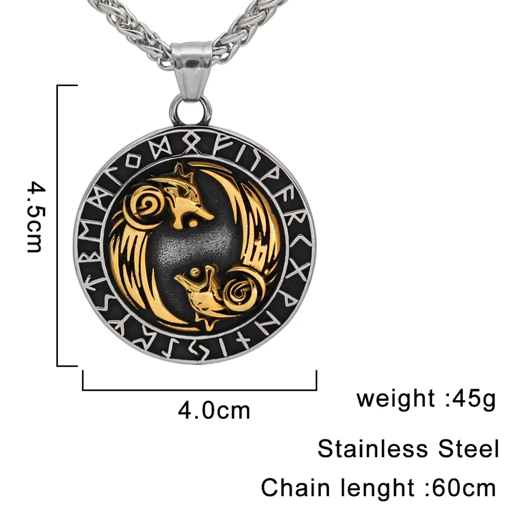 Viking Necklace - Geri & Freki Wolves