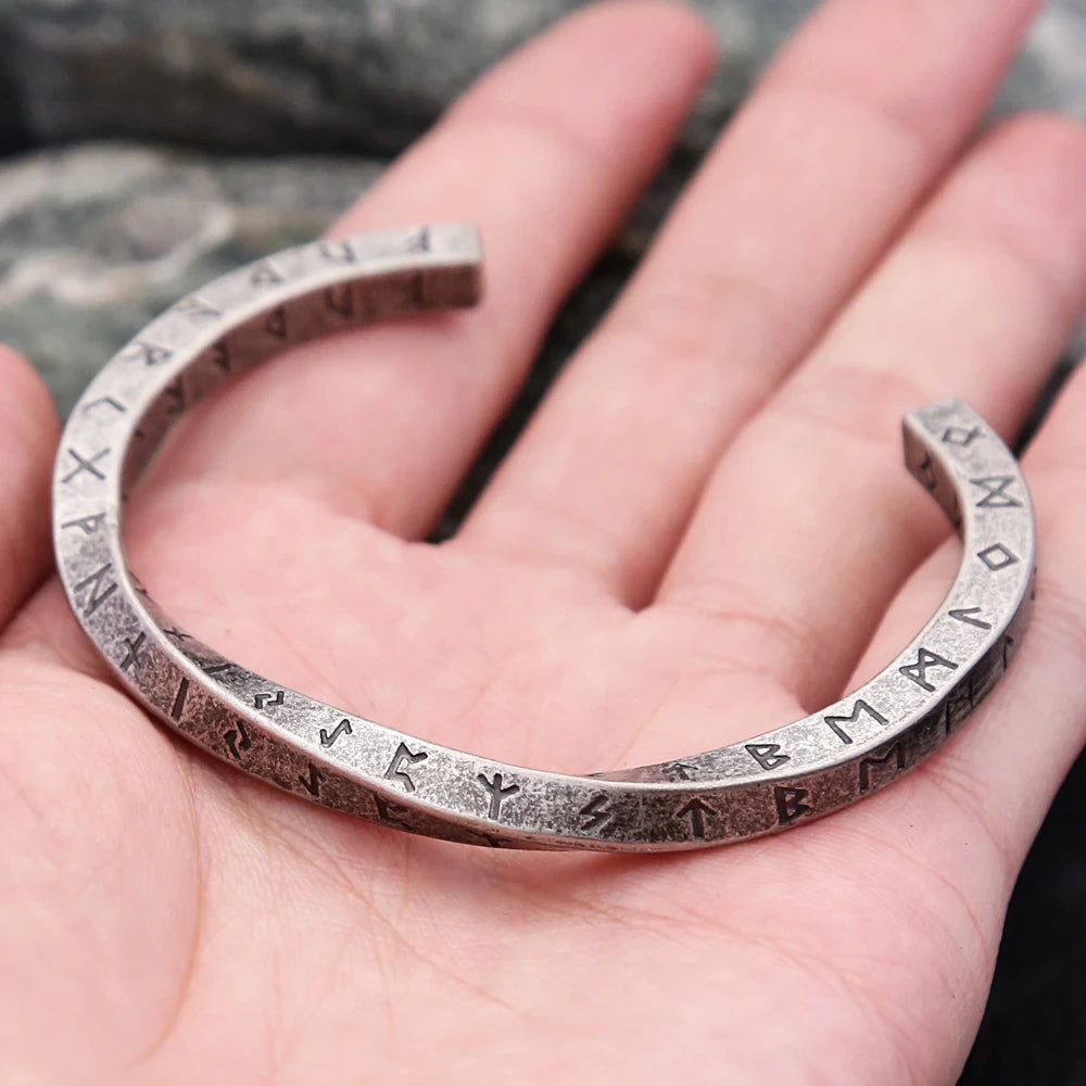 Viking Arm Ring - Twist Cuff Rune Engraved
