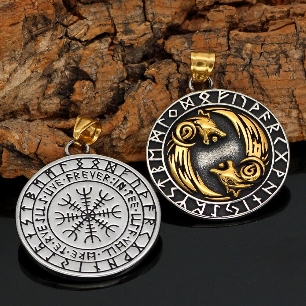 Viking Necklace - Geri & Freki Wolves