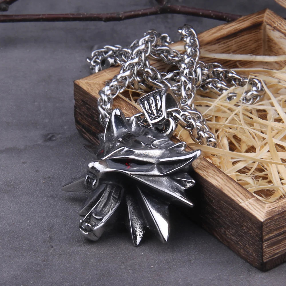 Viking Wild Hunt Wolf Pendant Necklace
