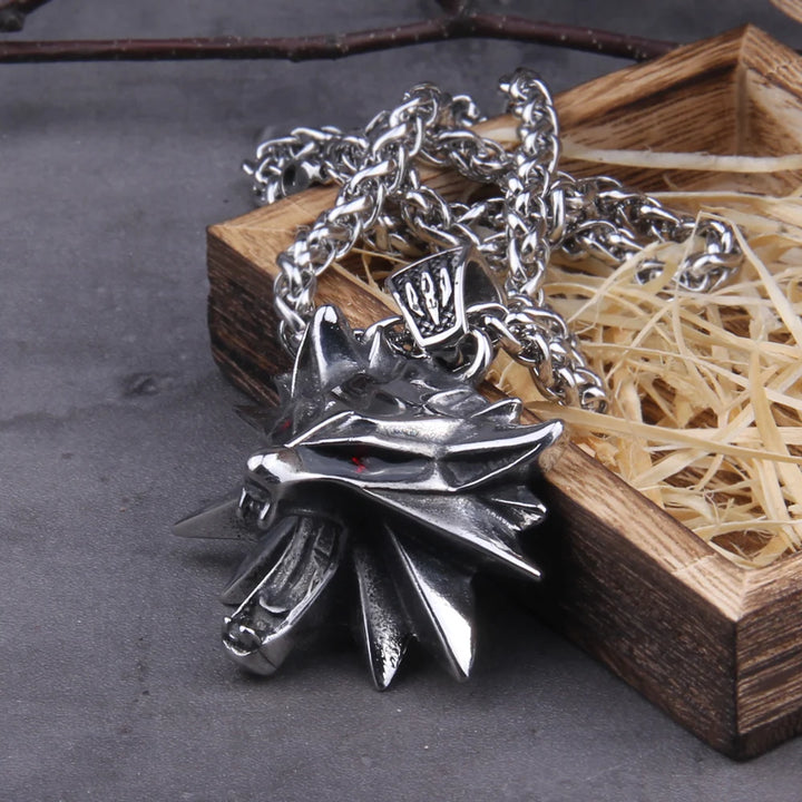 Viking Wild Hunt Wolf Pendant Necklace