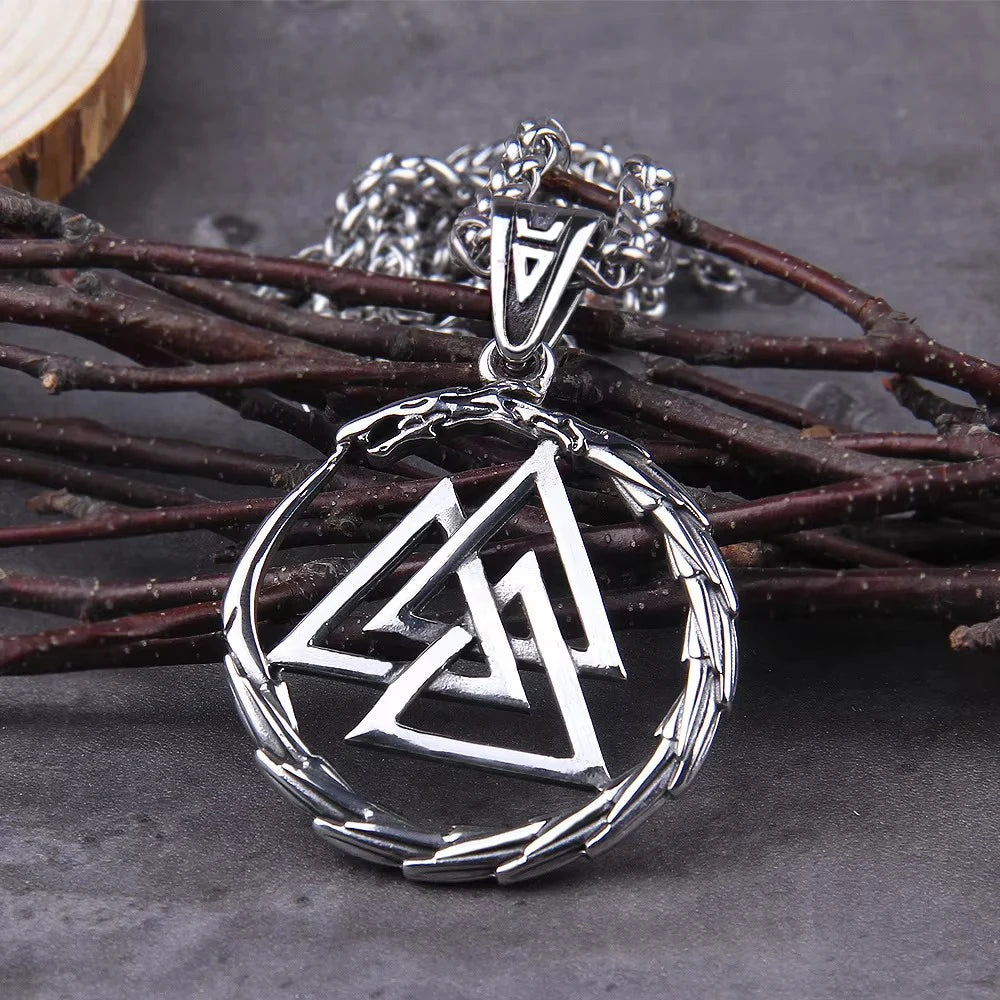 Norse Viking Valknut Stainless Steel Necklace