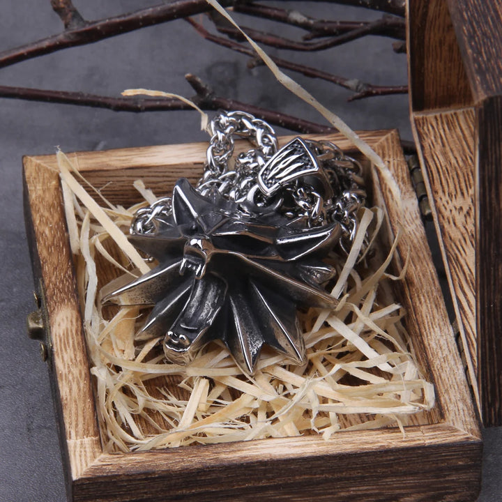 Viking Wild Hunt Wolf Pendant Necklace
