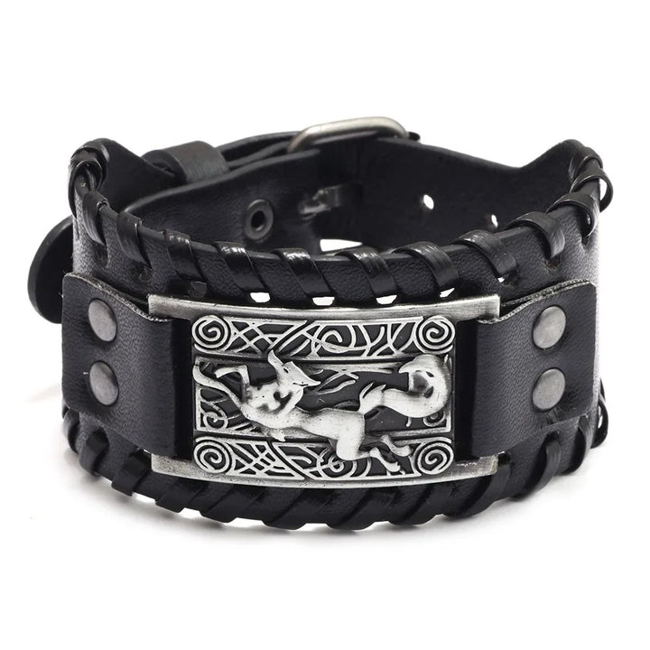 LEATHER BRACELET WITH VIKING FOX