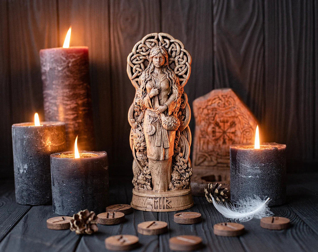 Wooden Viking Statue - Eir Goddess