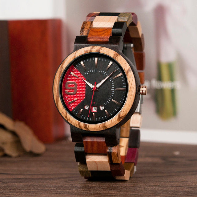 Viking Wood Watch With Norse Design