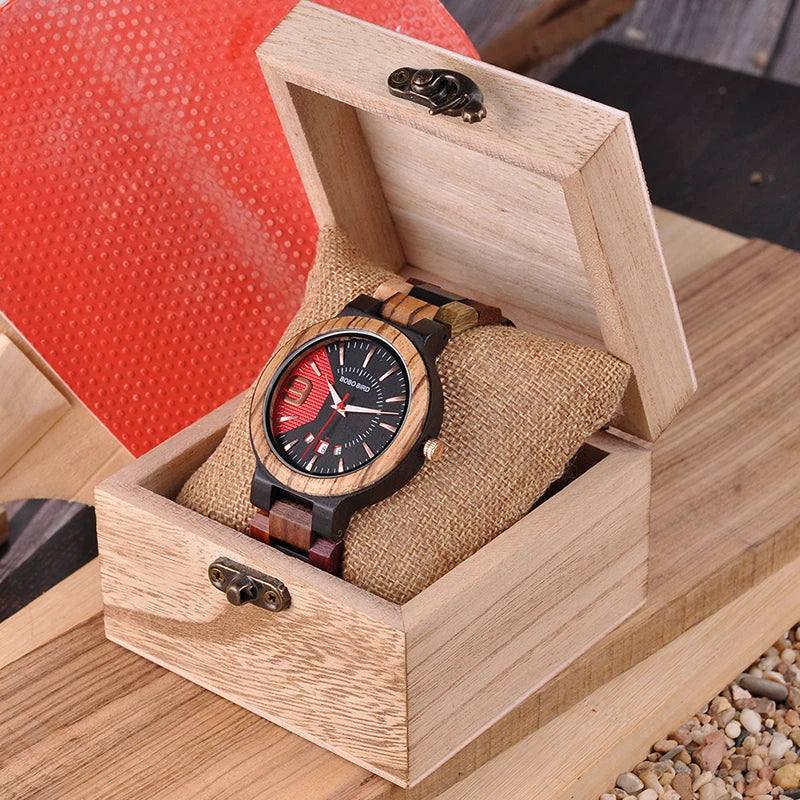 Viking Wood Watch With Norse Design