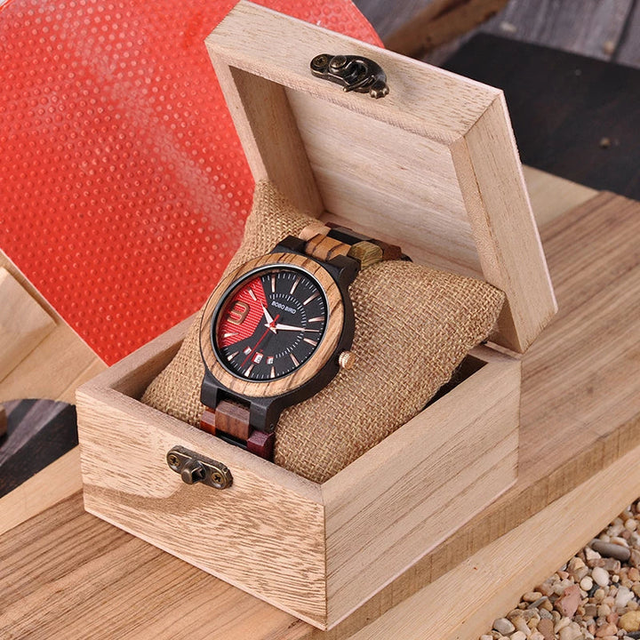 Viking Wood Watch With Norse Design