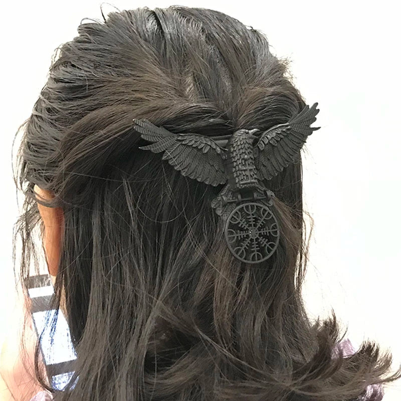 Viking Hair Clip - Helm of Awe Raven