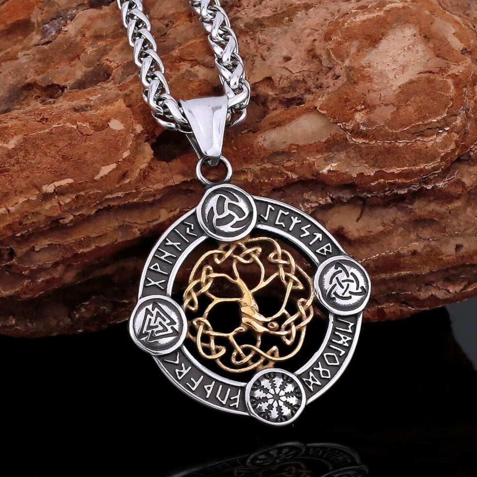 Yggdrasil Necklace - Tree of Life in Viking and Runic Symbols
