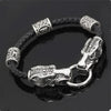 Viking Leather Bracelet - Nordic Tiger Heads