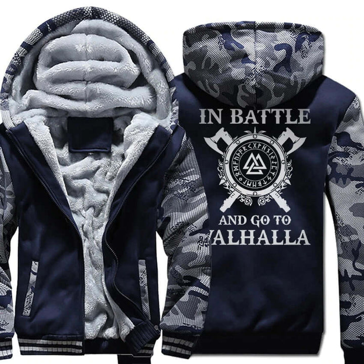 Viking Hoodie With Symbols And Go To Valhalla Prints