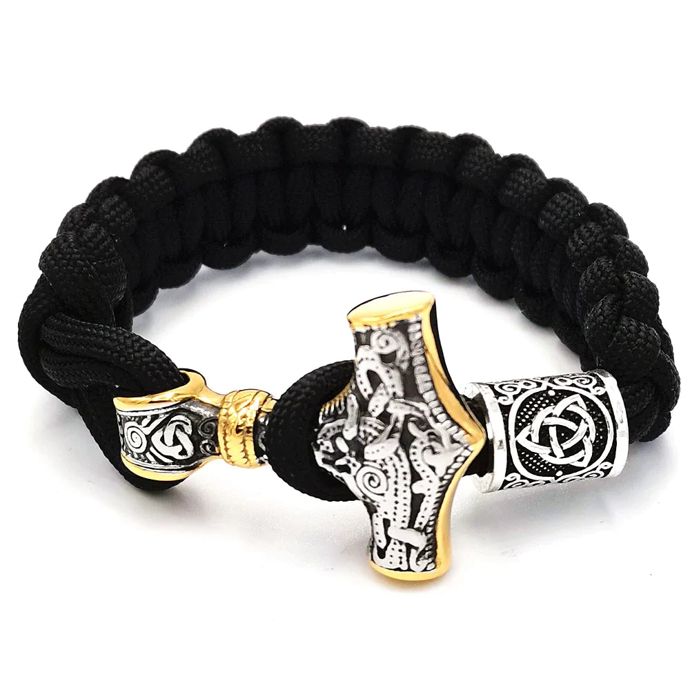 Paracord Bracelet Featuring Mjolnir
