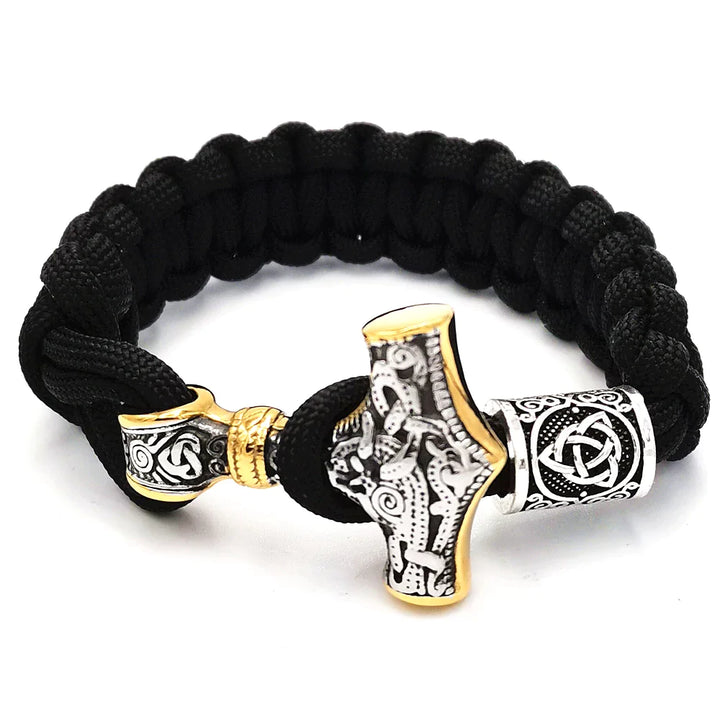 Paracord Bracelet Featuring Mjolnir