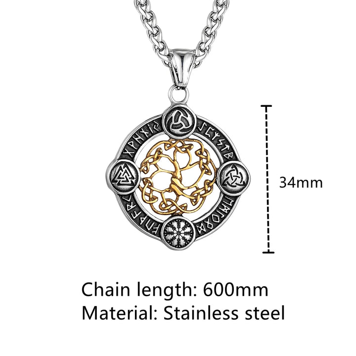 Yggdrasil Necklace - Tree of Life in Viking and Runic Symbols