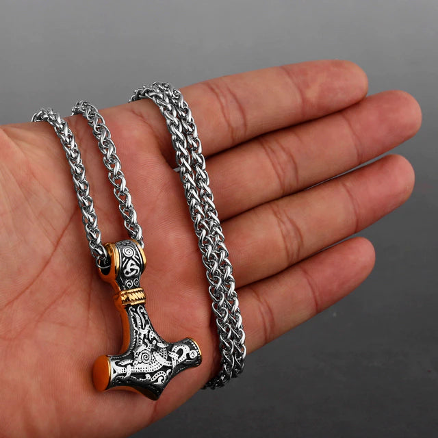 Thor Hammer Necklace - Gold Finish