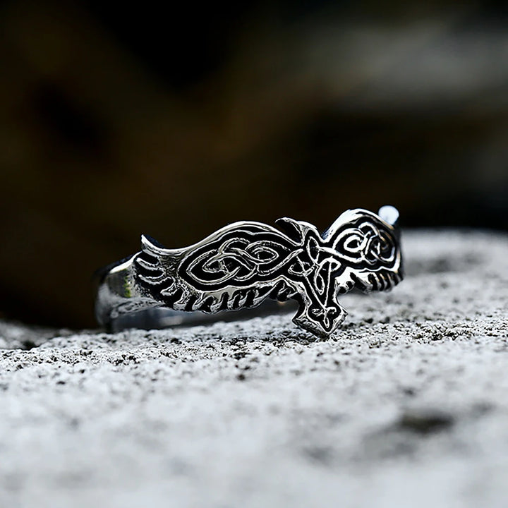 Viking Ring - Silver Odin's Raven