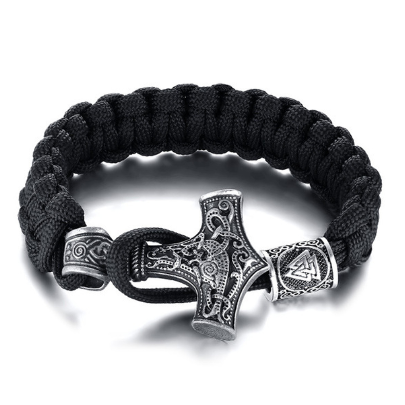 Paracord Bracelet Featuring Mjolnir