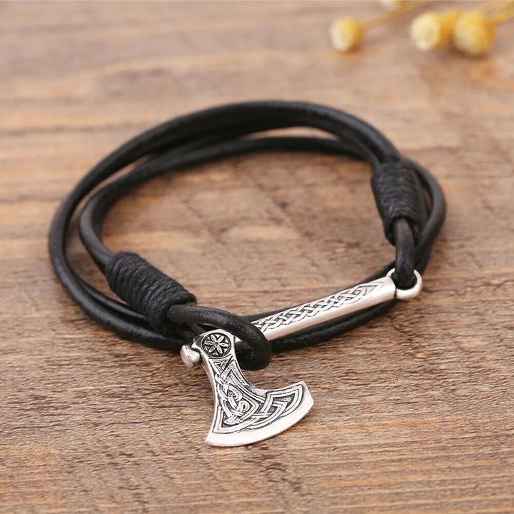 Viking Leather Bracelet - Nordic Axe