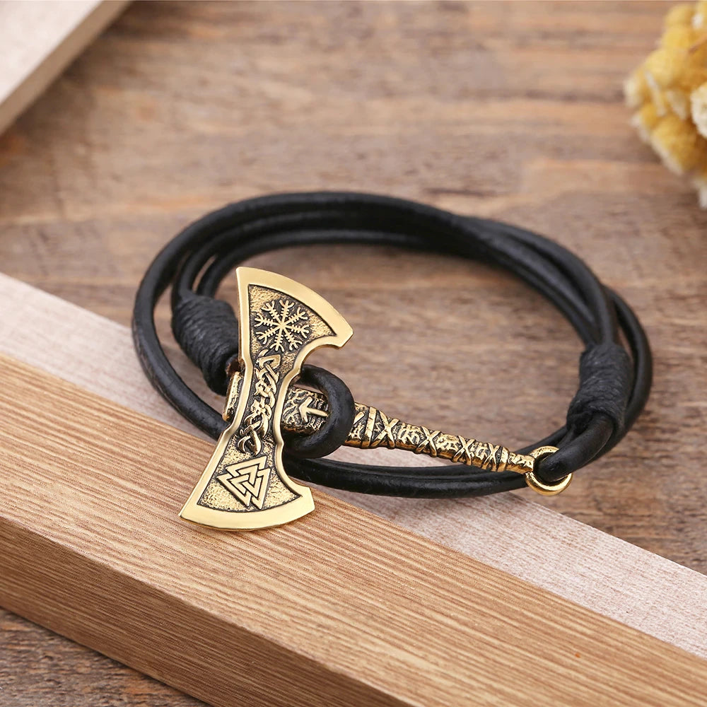 Battle Axe Wrap Leather Bracelet
