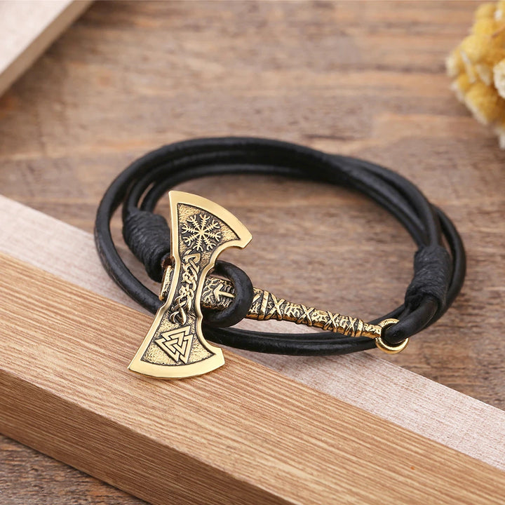 Battle Axe Wrap Leather Bracelet