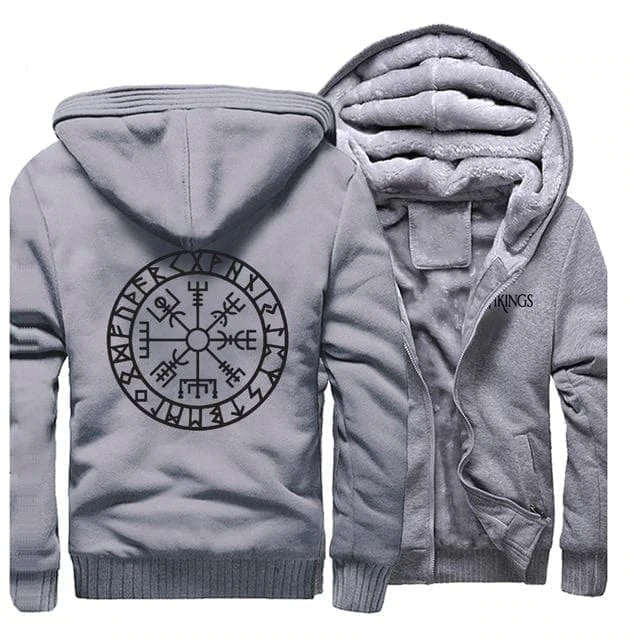 Full Zip Viking Hoodie With Vegvisir Print