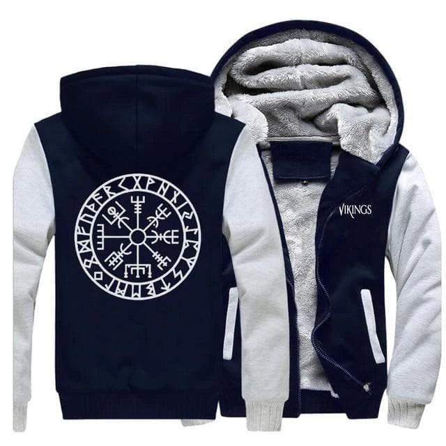 Full Zip Viking Hoodie With Vegvisir Print