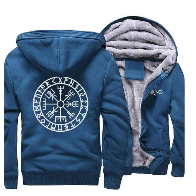 Full Zip Viking Hoodie With Vegvisir Print