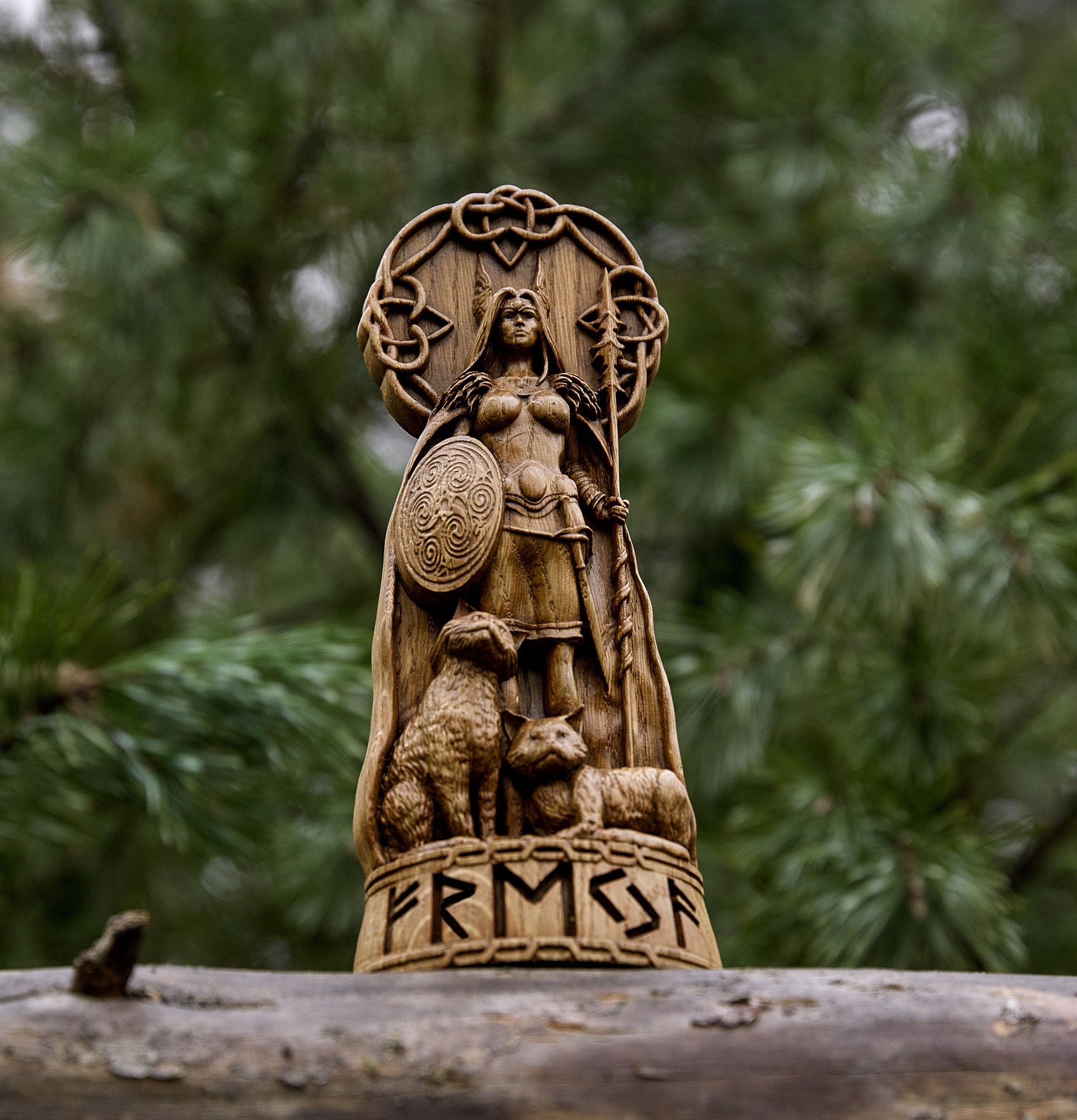 Freya Norse Goddess, Wood Carving Statue
