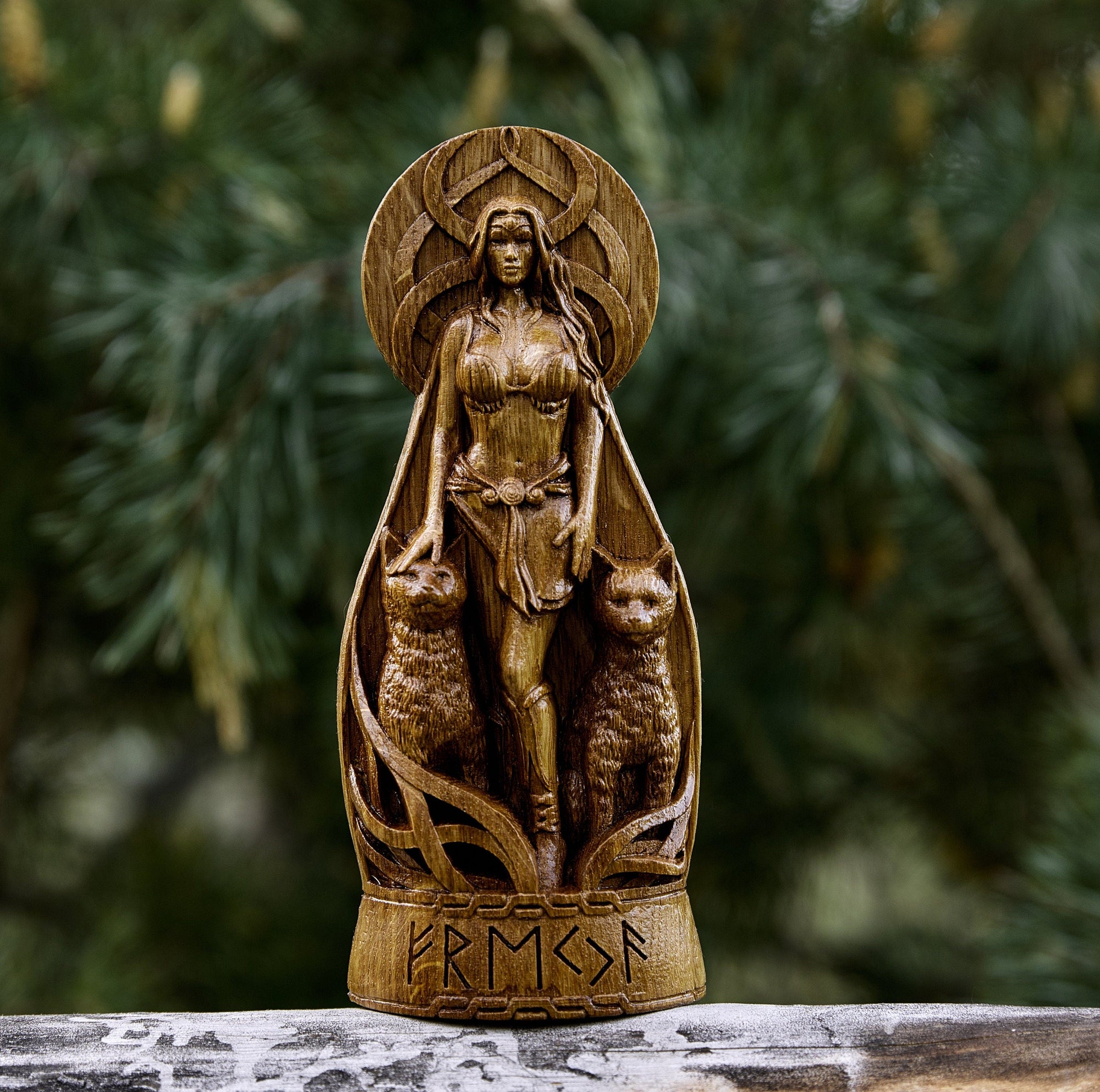Freya, Norse Goddess Wooden Altar Sculpture