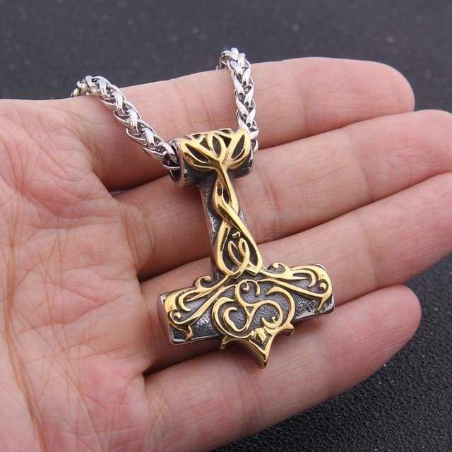 Thor Hammer Necklace - Golden Ornament