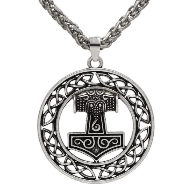 Thor Hammer Necklace - Knotted Circle