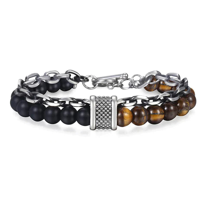 Double-layer Beaded Stone Viking Bracelet