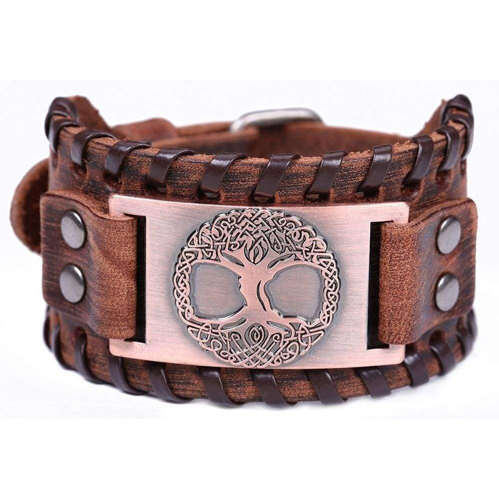 Viking Leather Bracelet - Yggdrasil Tree