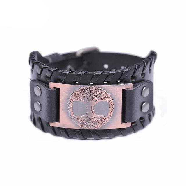 Viking Leather Bracelet - Yggdrasil Tree