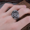 Viking Ring - Valknut With Odin's raven