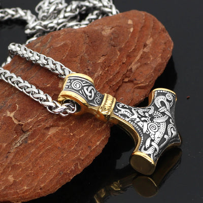 Thor Hammer Necklace - Gold Finish
