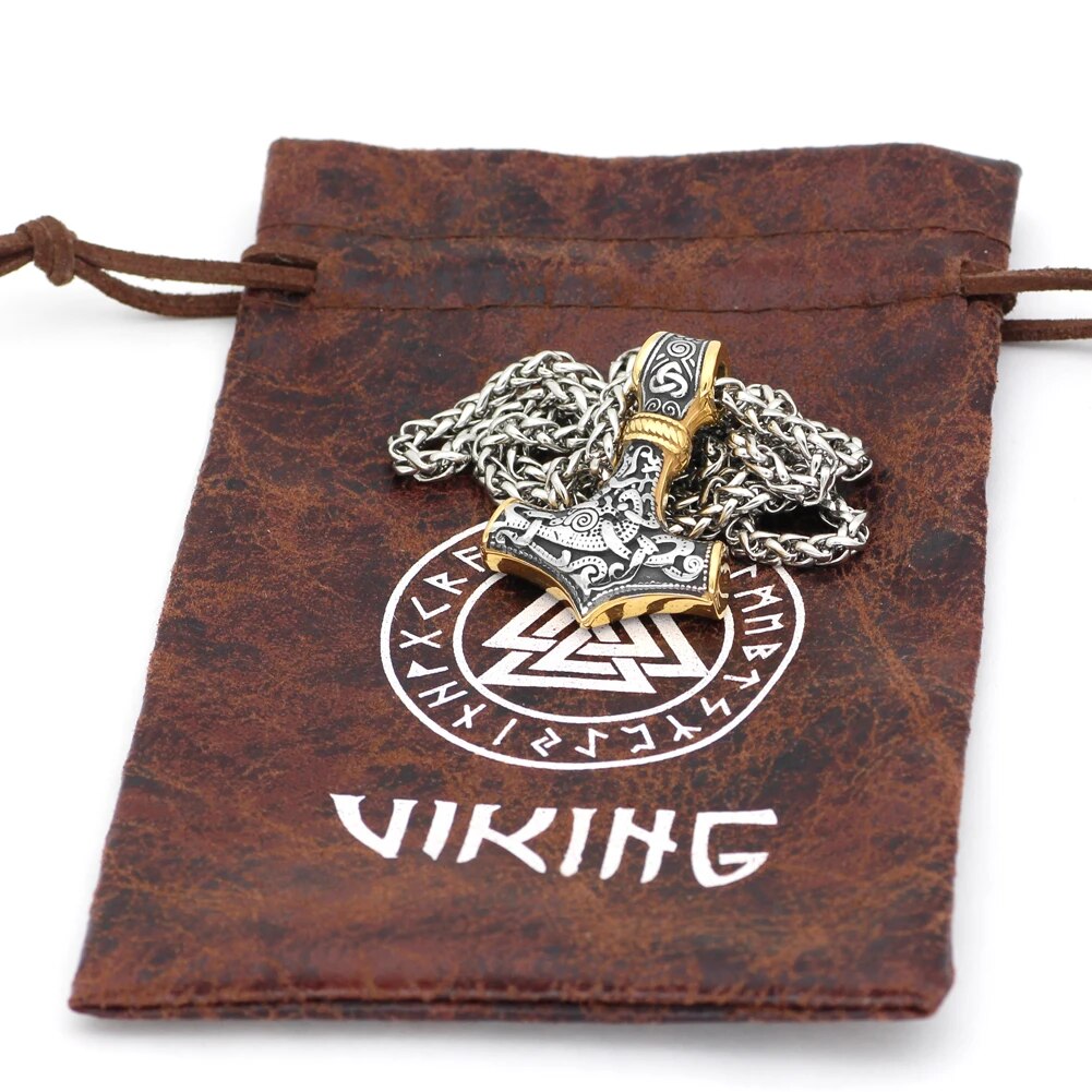 Thor Hammer Necklace - Gold Finish