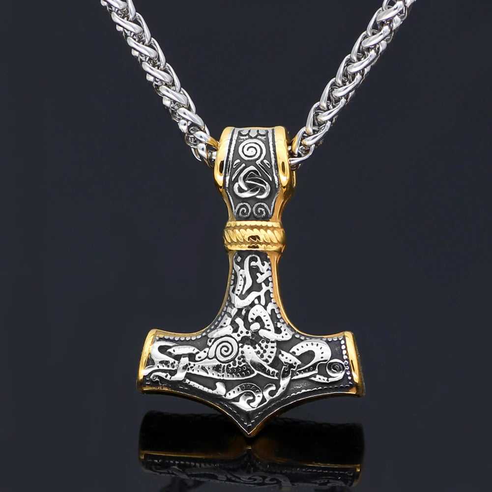 Thor Hammer Necklace - Gold Finish