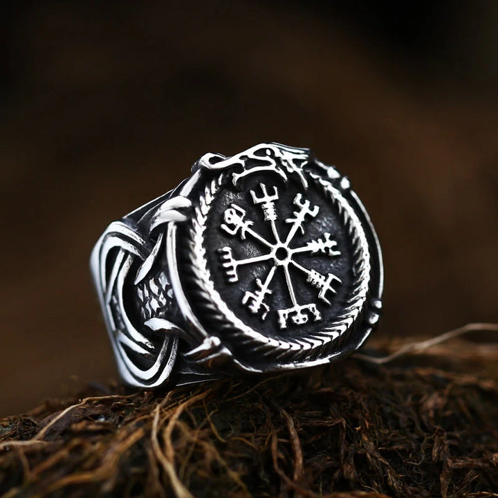 Viking Ring - Vegvisir Serpent