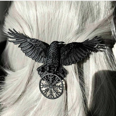 Viking Hair Clip - Helm of Awe Raven