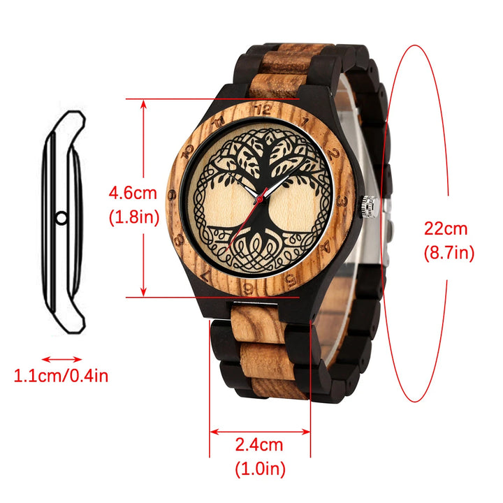 YGGDRASIL TREE OF LIFE WOODEN VIKING WATCH