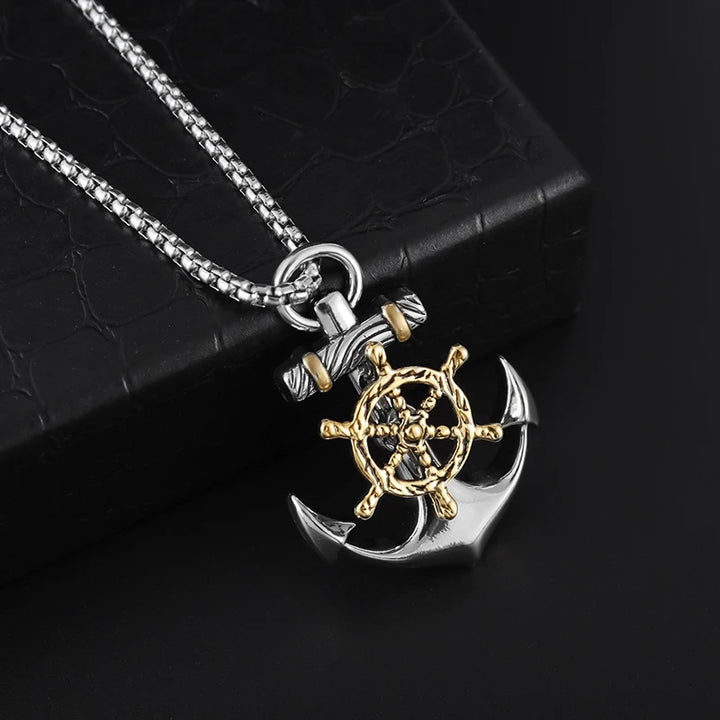 Viking Necklace - Nordic Rudder Anchor Pendant