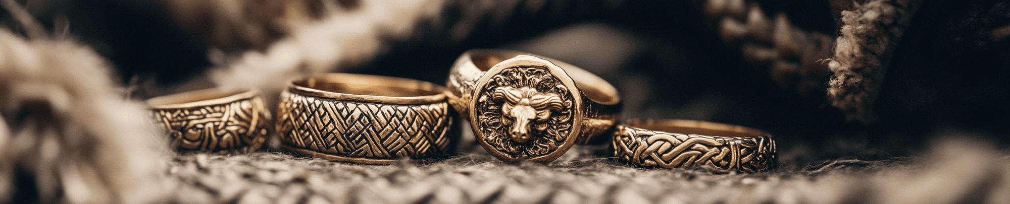 Pieces of gold Viking jewelry on a Viking's coat