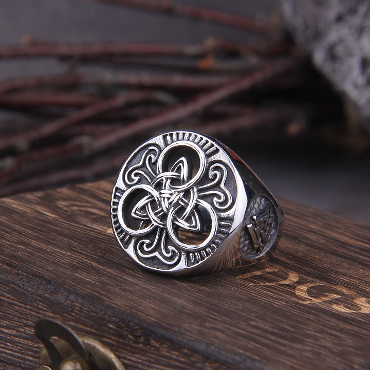 Viking Ring - Trinity Knot with Valknut