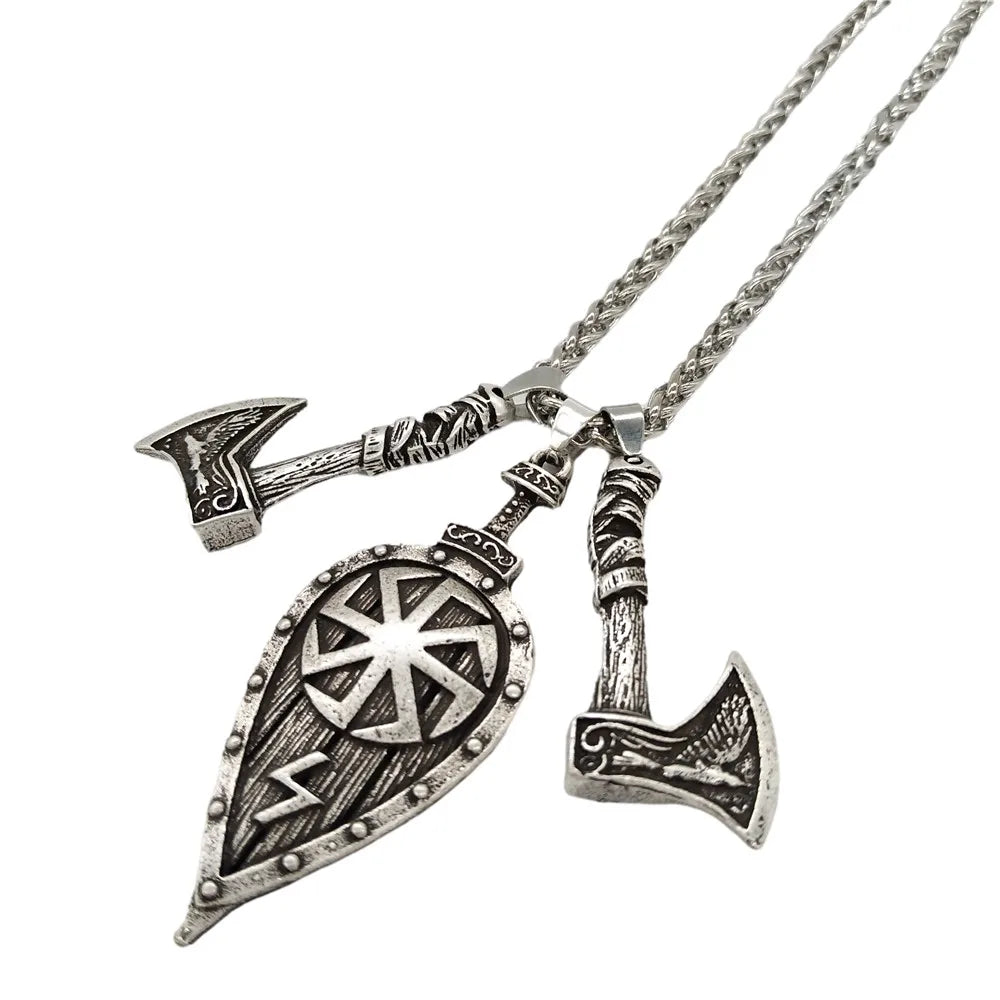 Viking Shield & Axe Pendant | Odin’s Axe Necklace