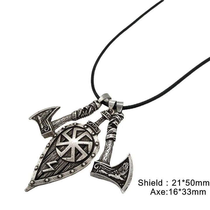 Viking Shield & Axe Pendant | Odin’s Axe Necklace