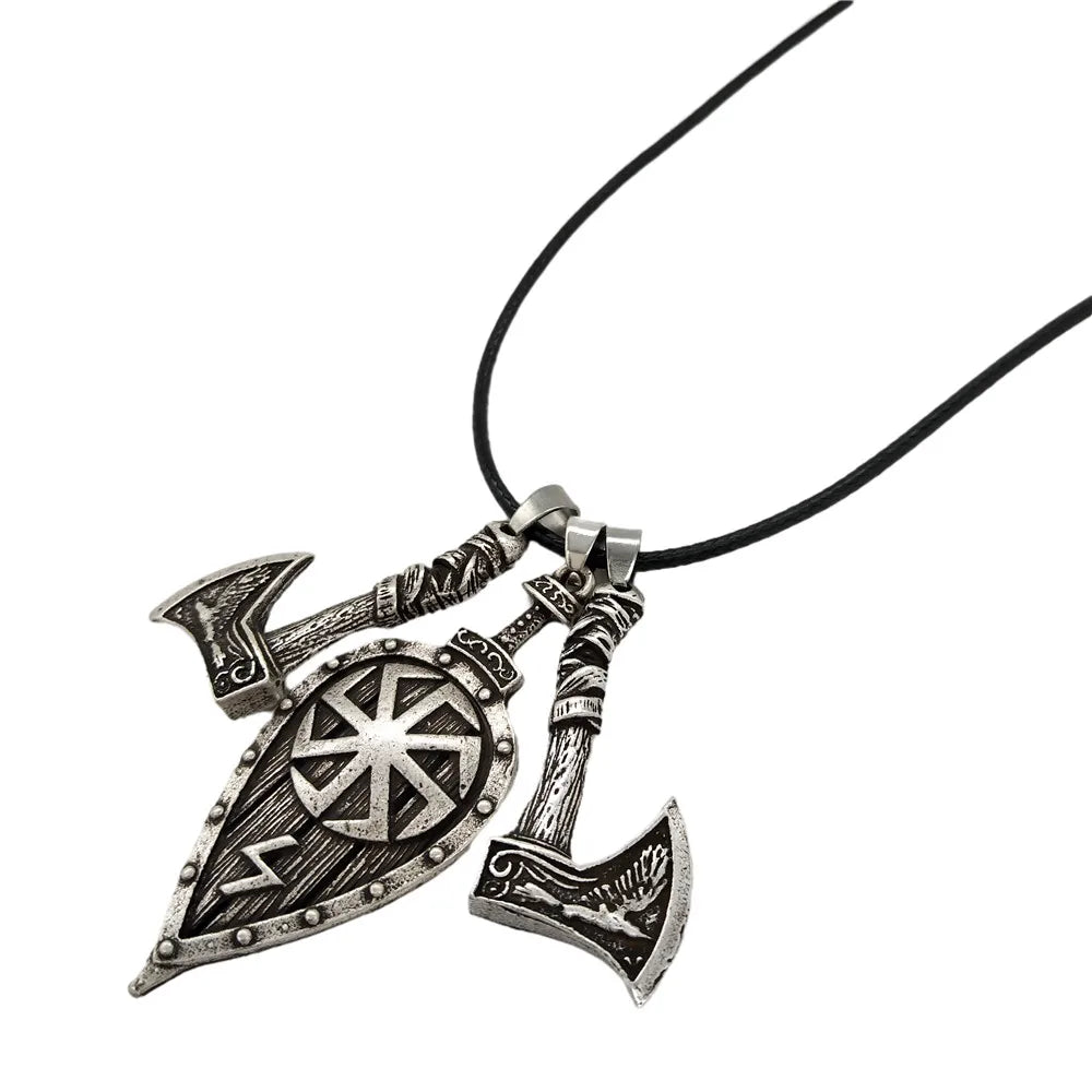 Viking Shield & Axe Pendant | Odin’s Axe Necklace