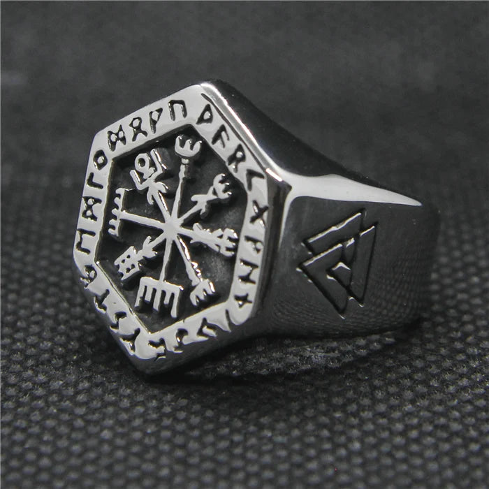 The Vegvísir Compass Ring - Stainless Steel Runic Ring